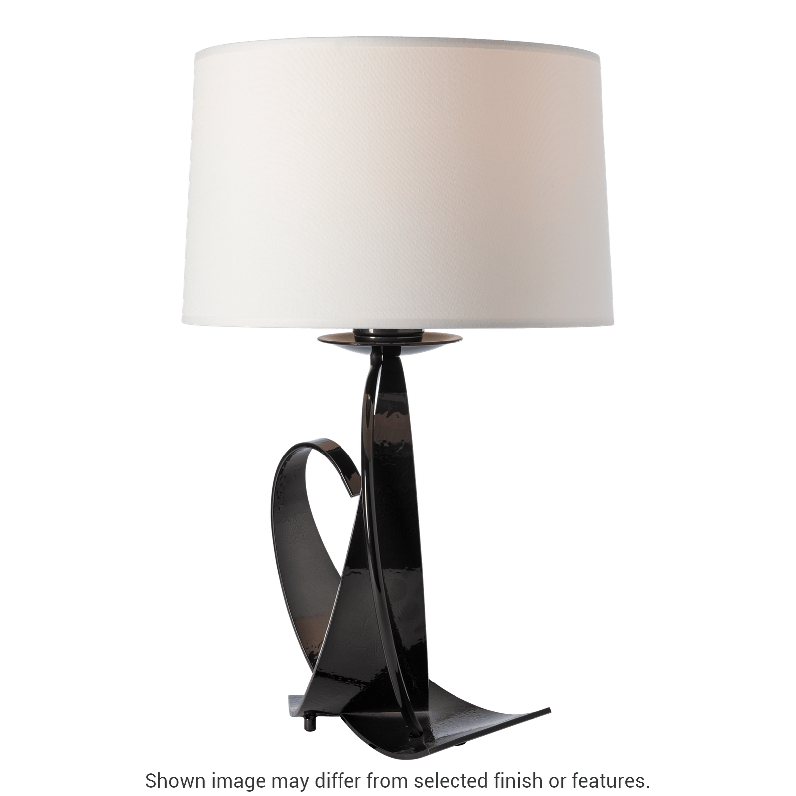 Fullered Impressions Table Lamp - White - Natural Anna Shade by Hubbardton Forge
