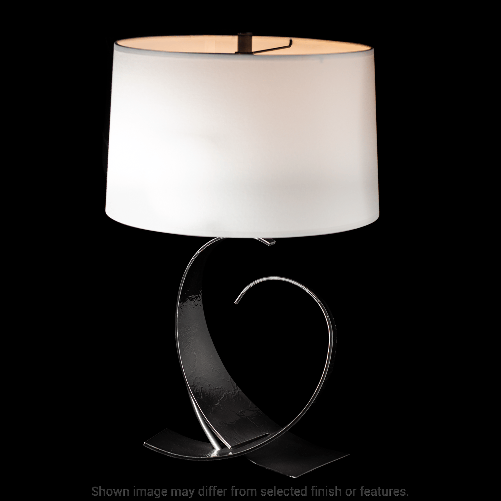 Fullered Impressions Table Lamp - White - Natural Anna Shade by Hubbardton Forge