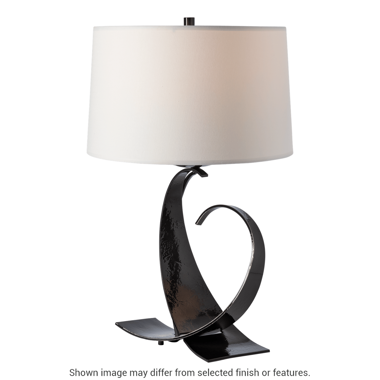 Fullered Impressions Table Lamp - White - Natural Anna Shade by Hubbardton Forge