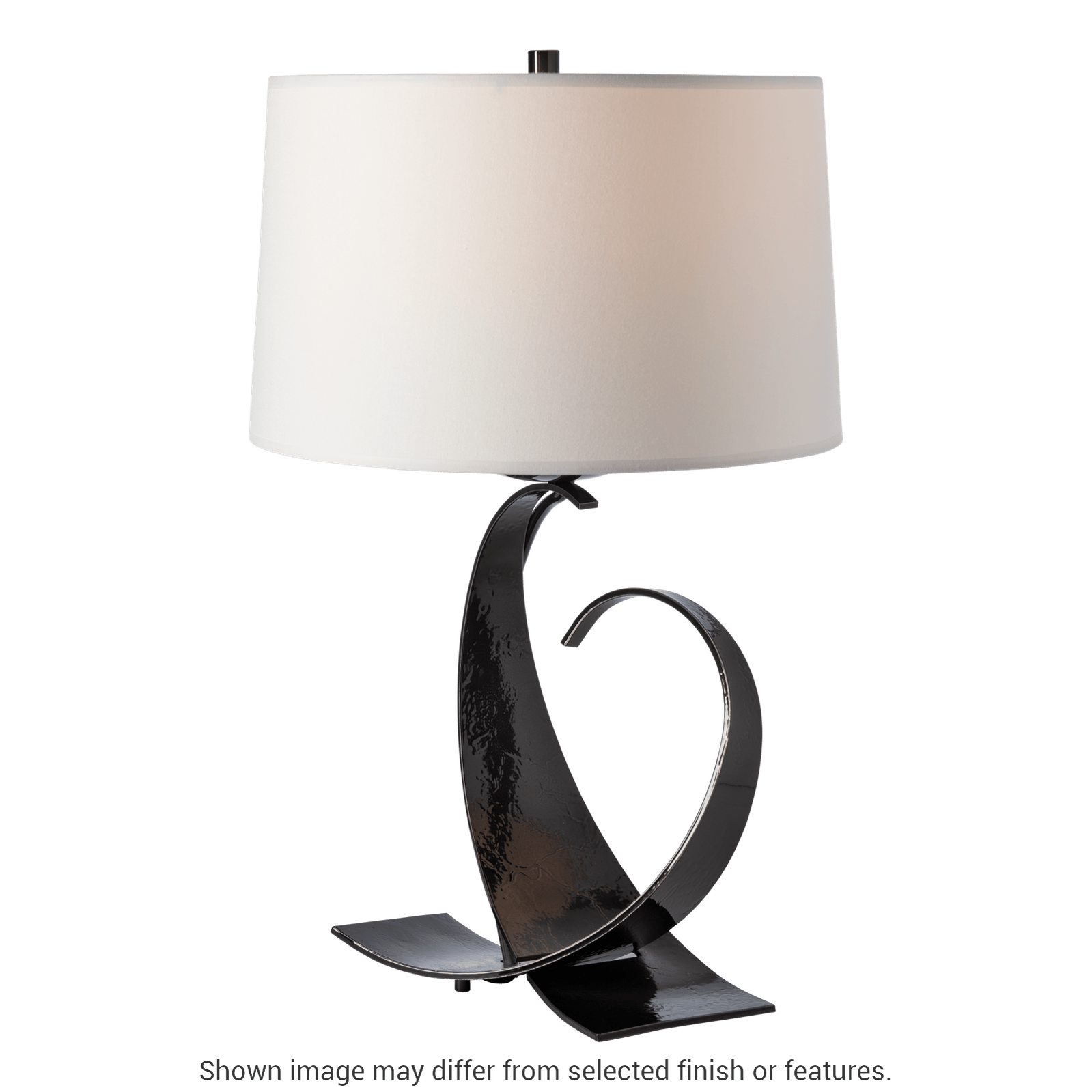 Fullered Impressions Table Lamp - White - Natural Anna Shade by Hubbardton Forge