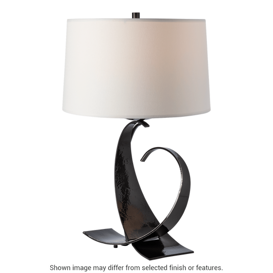 Fullered Impressions Table Lamp - White - Natural Anna Shade by Hubbardton Forge