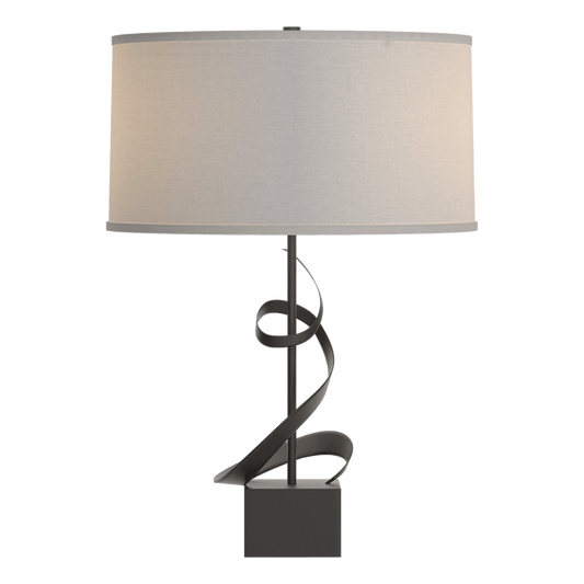 Gallery Spiral Table Lamp - Black - Flax Shade by Hubbardton Forge