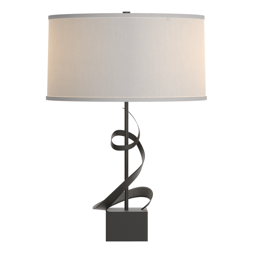Gallery Spiral Table Lamp - Black - Natural Anna Shade by Hubbardton Forge