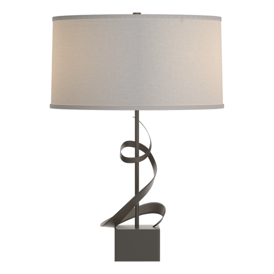 Gallery Spiral Table Lamp - Dark Smoke - Flax Shade by Hubbardton Forge