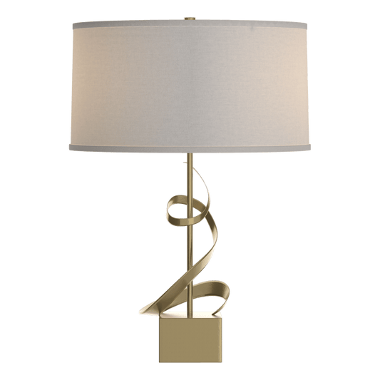Gallery Spiral Table Lamp - Modern Brass - Flax Shade by Hubbardton Forge