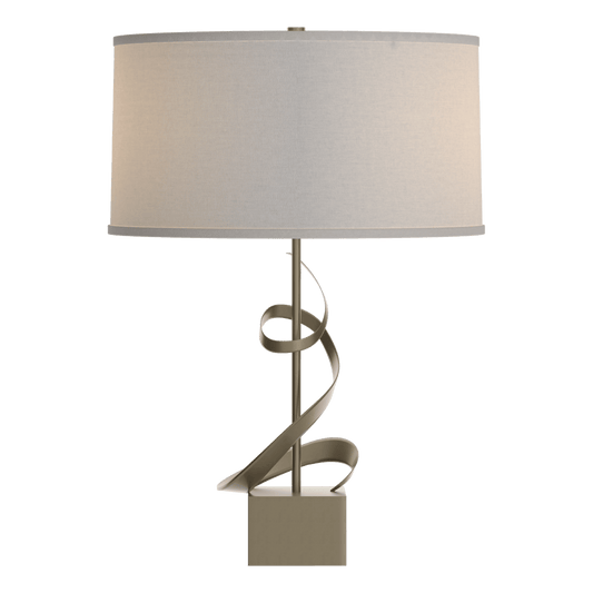 Gallery Spiral Table Lamp - Soft Gold - Flax Shade by Hubbardton Forge