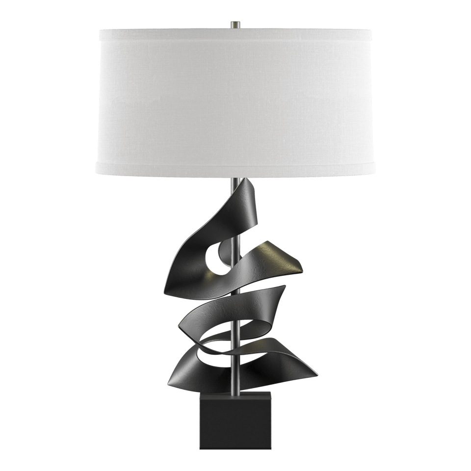 Gallery Twofold Table Lamp - Black - Natural Anna Shade by Hubbardton Forge