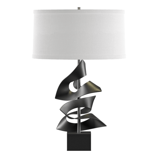 Gallery Twofold Table Lamp - Black - Natural Anna Shade by Hubbardton Forge