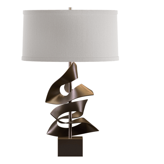 Gallery Twofold Table Lamp - Bronze - Flax Shade by Hubbardton Forge