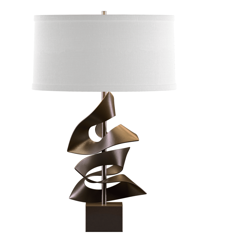 Gallery Twofold Table Lamp - Bronze - Natural Anna Shade by Hubbardton Forge