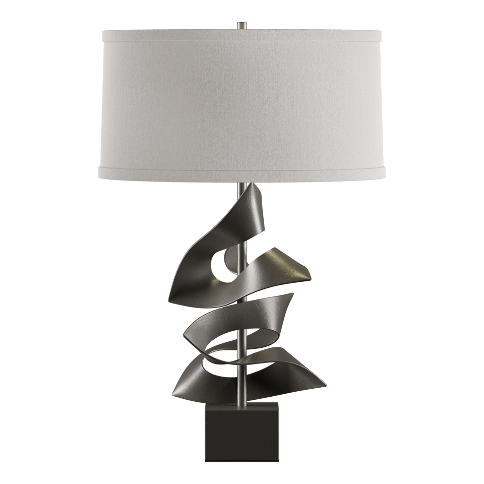 Gallery Twofold Table Lamp - Dark Smoke - Flax Shade by Hubbardton Forge