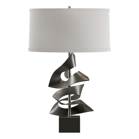 Gallery Twofold Table Lamp - Dark Smoke - Flax Shade by Hubbardton Forge