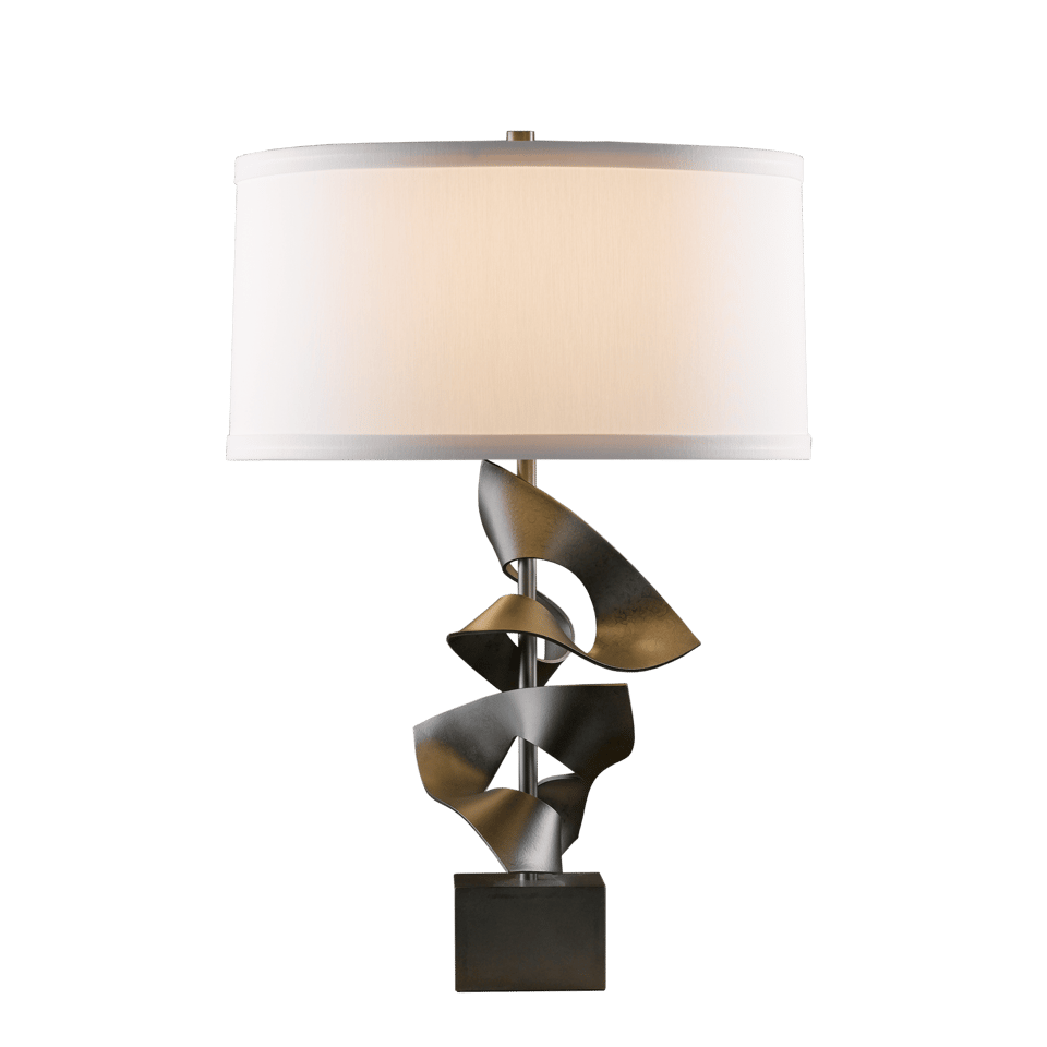 Gallery Twofold Table Lamp - Dark Smoke - Natural Anna Shade by Hubbardton Forge