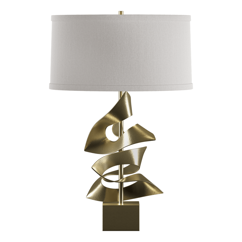Gallery Twofold Table Lamp - Modern Brass - Flax Shade by Hubbardton Forge
