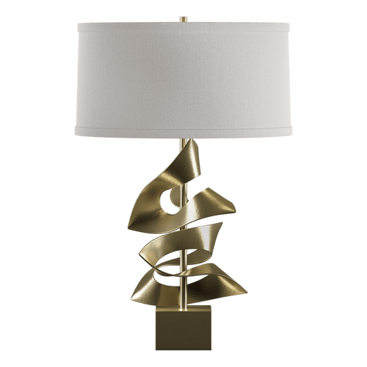 Gallery Twofold Table Lamp - Modern Brass - Flax Shade by Hubbardton Forge