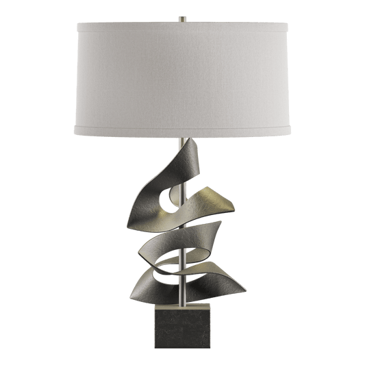 Gallery Twofold Table Lamp - Natural Iron - Flax Shade by Hubbardton Forge