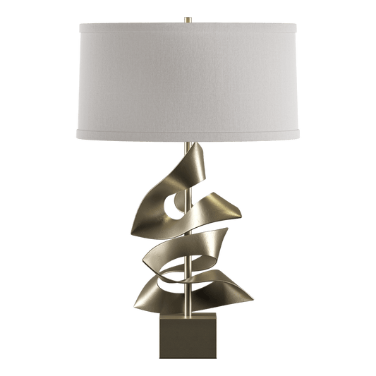 Gallery Twofold Table Lamp - Soft Gold - Flax Shade by Hubbardton Forge