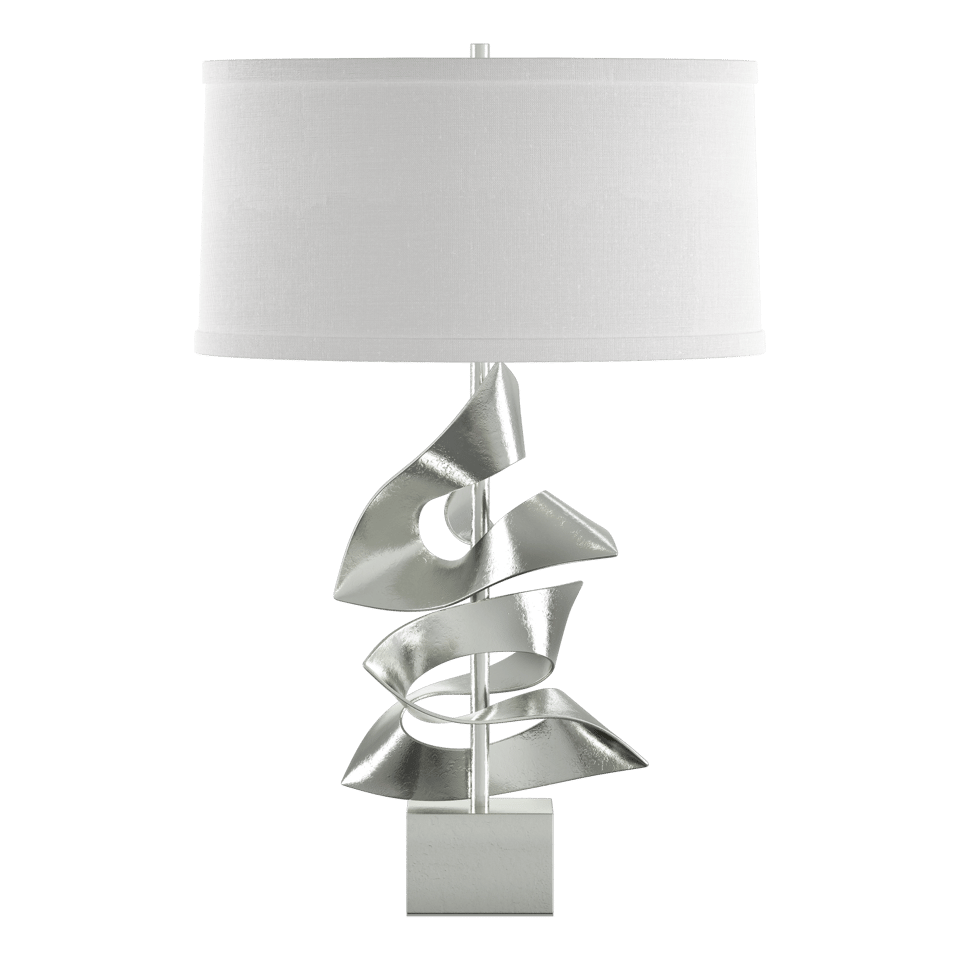 Gallery Twofold Table Lamp - Sterling - Natural Anna Shade by Hubbardton Forge