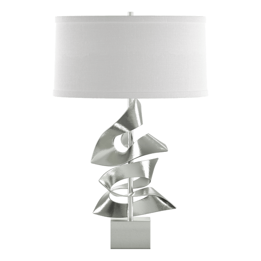 Gallery Twofold Table Lamp - Sterling - Natural Anna Shade by Hubbardton Forge