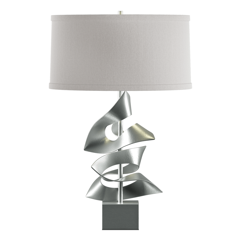 Gallery Twofold Table Lamp - Vintage Platinum - Flax Shade by Hubbardton Forge