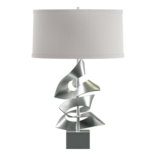 Gallery Twofold Table Lamp - Vintage Platinum - Flax Shade by Hubbardton Forge