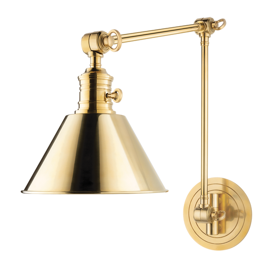 Garden City Large Adjustable Wall Sconce - Aged Brass by Hudson Valley Lighting