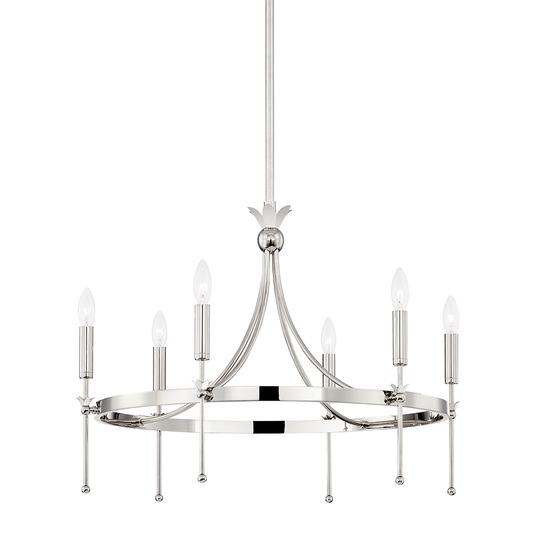 Gates Chandelier - 6-Light - Polished Nickel by Hudson Valley Lighting