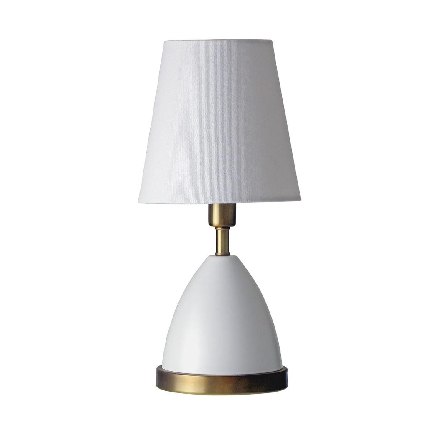 Geo Accent Lamp - GEO206 - White with Weathered Brass accents by House of Troy