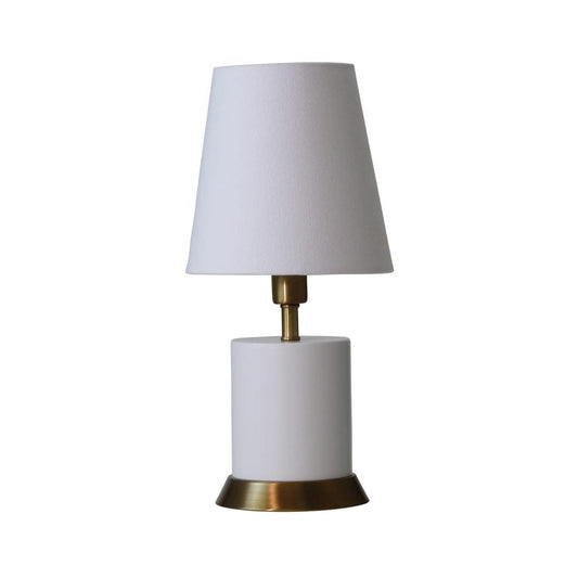 Geo Accent Lamp - GEO306 - White with Weathered Brass accents by House of Troy