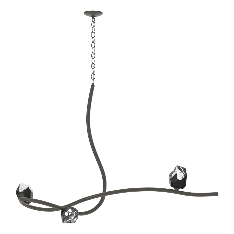 Glacier 3-Light Pendant - Dark Smoke - Black Polished Crystal by Hubbardton Forge