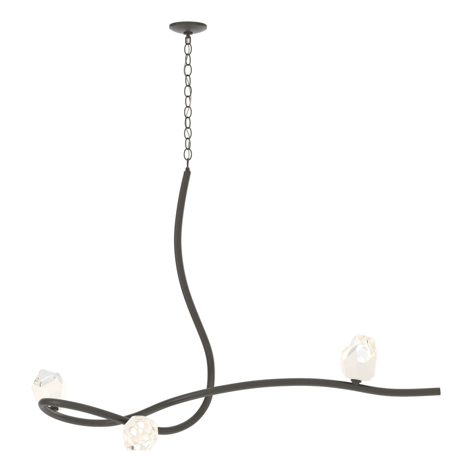 Glacier 3-Light Pendant - Dark Smoke - White Polished Crystal by Hubbardton Forge