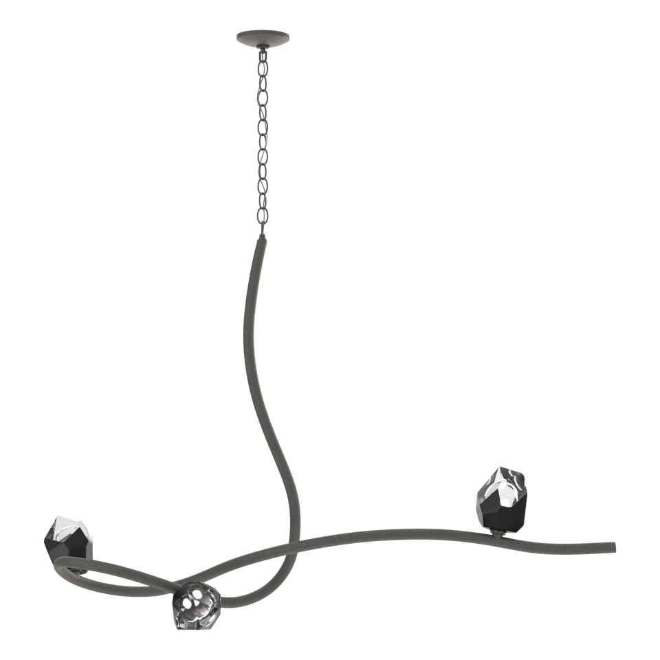 Glacier 3-Light Pendant - Natural Iron - Black Polished Crystal by Hubbardton Forge