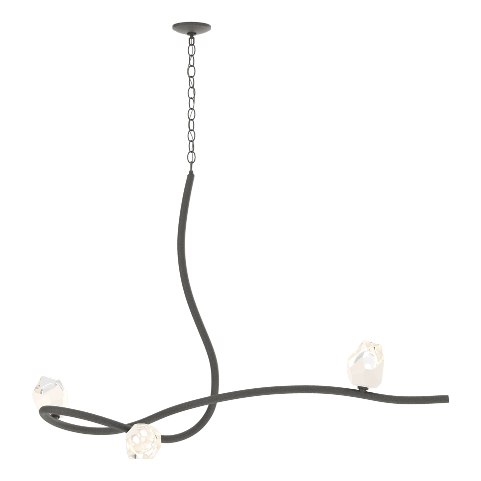 Glacier 3-Light Pendant - Natural Iron - White Polished Crystal by Hubbardton Forge