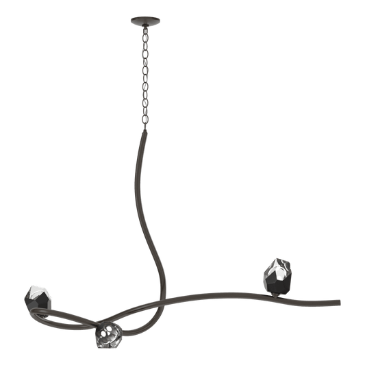 Glacier 3-Light Pendant - Oil Rubbed Bronze - Black Polished Crystal by Hubbardton Forge