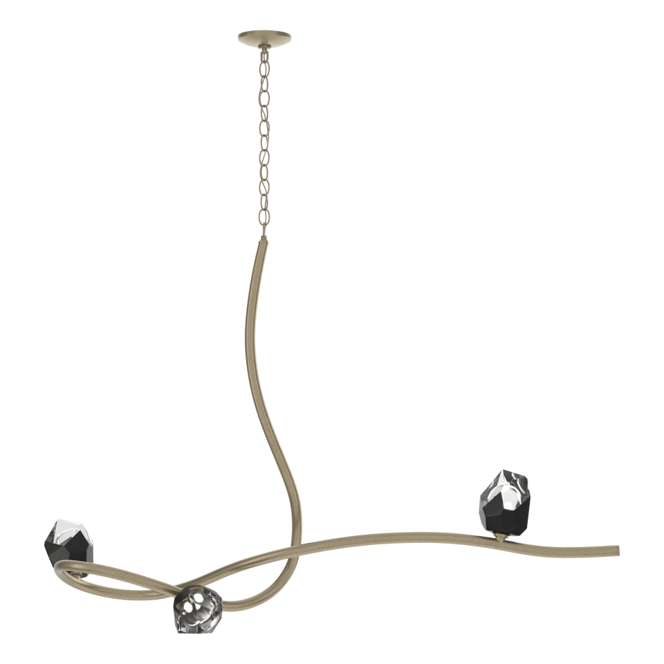Glacier 3-Light Pendant - Soft Gold - Black Polished Crystal by Hubbardton Forge