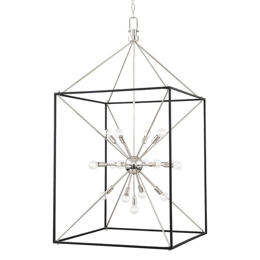 Glendale X-Large Lantern - Polished Nickel/Black by Hudson Valley Lighting