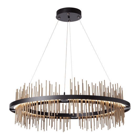 Gossamer Circular LED Pendant - Black - Soft Gold Accent by Hubbardton Forge