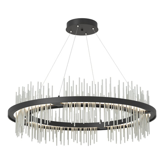 Gossamer Circular LED Pendant - Black - Vintage Platinum Accent by Hubbardton Forge
