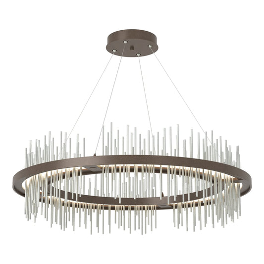Gossamer Circular LED Pendant - Bronze - Vintage Platinum Accent by Hubbardton Forge