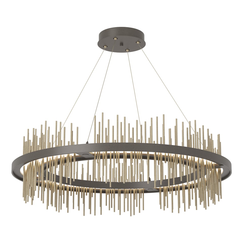 Gossamer Circular LED Pendant - Dark Smoke - Soft Gold Accent by Hubbardton Forge
