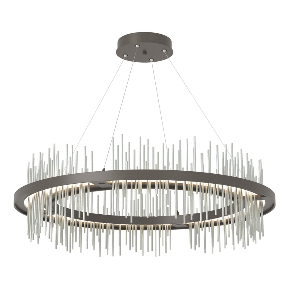 Gossamer Circular LED Pendant - Dark Smoke - Vintage Platinum Accent by Hubbardton Forge