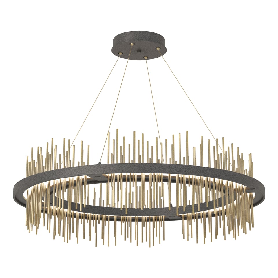 Gossamer Circular LED Pendant - Natural Iron - Modern Brass Accent by Hubbardton Forge