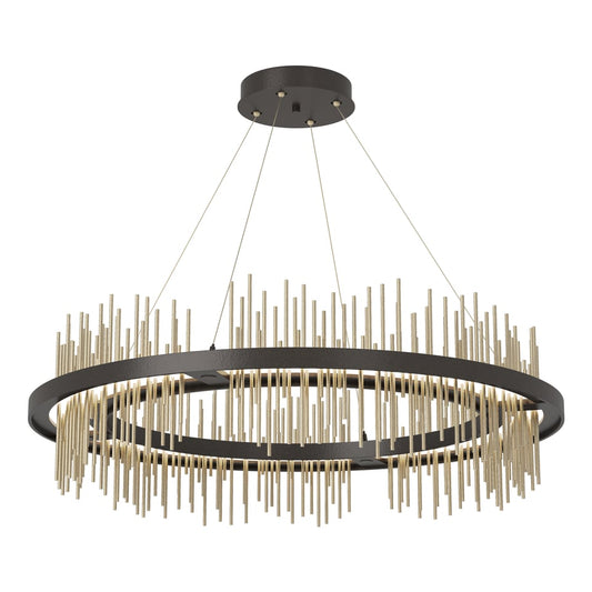 Gossamer Circular LED Pendant - Oil Rubbed Bronze - Soft Gold Accent by Hubbardton Forge