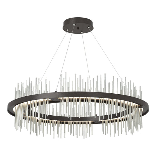 Gossamer Circular LED Pendant - Oil Rubbed Bronze - Vintage Platinum Accent by Hubbardton Forge