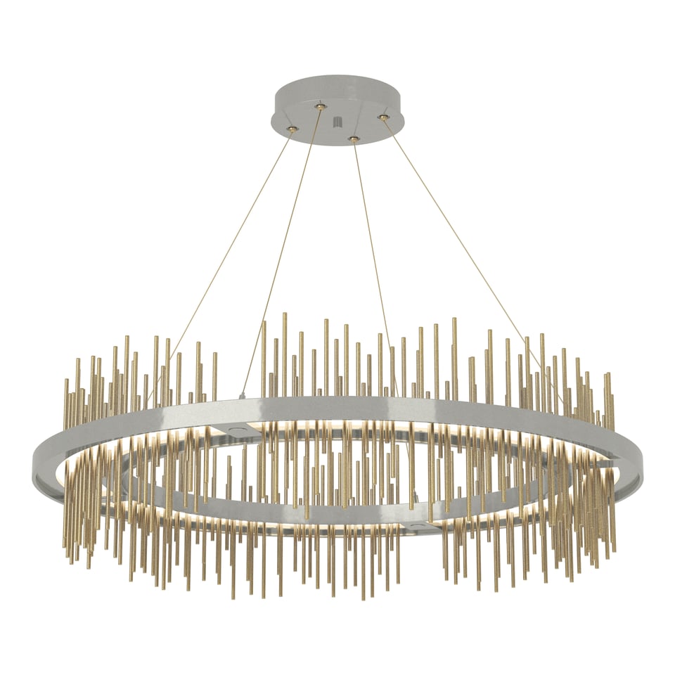 Gossamer Circular LED Pendant - Sterling - Modern Brass Accent by Hubbardton Forge