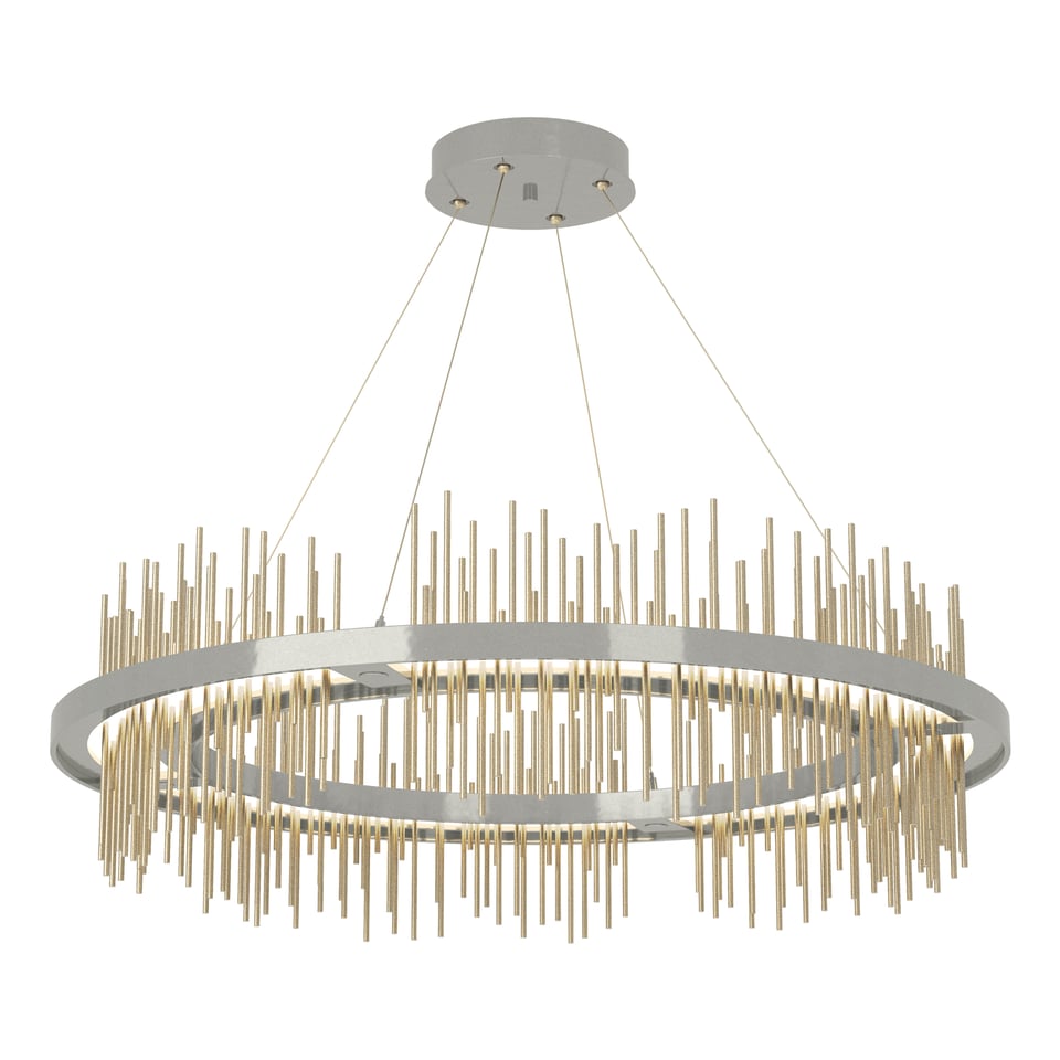 Gossamer Circular LED Pendant - Sterling - Soft Gold Accent by Hubbardton Forge