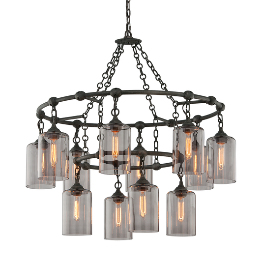 Gotham Chandelier - 12-Light - Aged Pewter - Troy Lighting F4425-APW