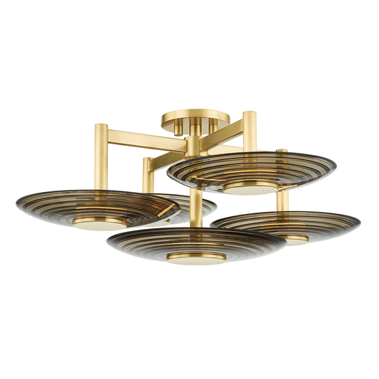 Griston Semi Flush - 5-Light - Aged Brass by Hudson Valley Lighting