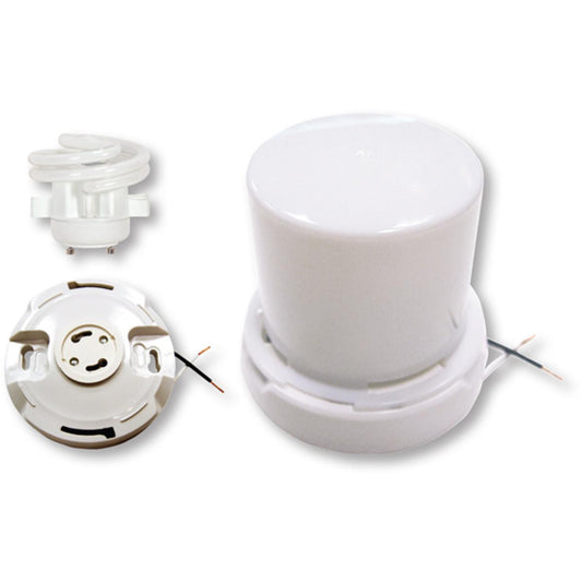 GU24 Base - Squat keyless fluorescent ceiling fixture with twist-on Lexan lens - Satco 90-2631