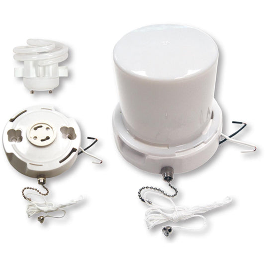 GU24 Base - Squat pull chain fluorescent ceiling fixture with twist-on Lexan lens - Satco 90-2632